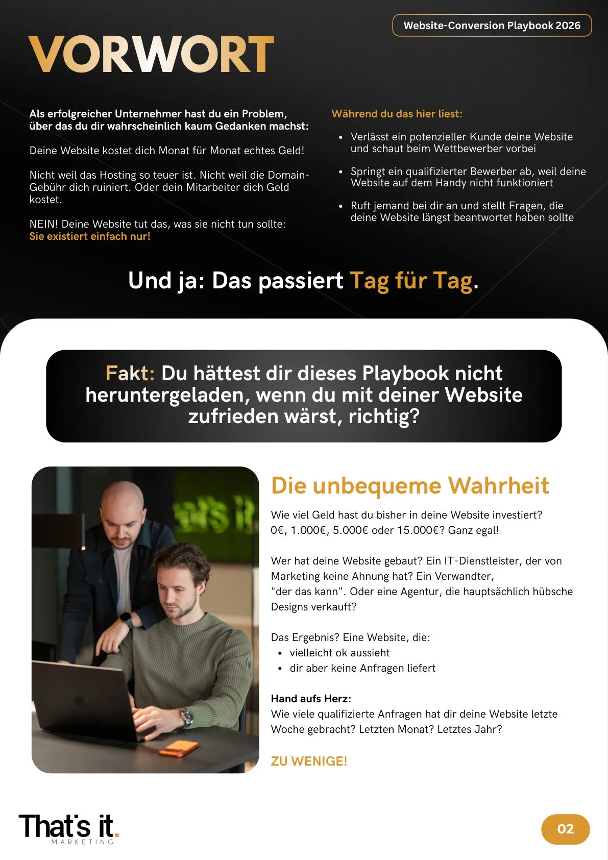 Seite 2 der Vorschau des Website Conversion Playbook 2026